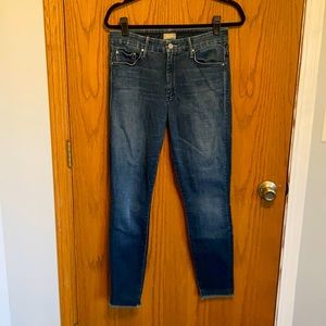 Mother High Waisted Looker Ankle Fray Jeans